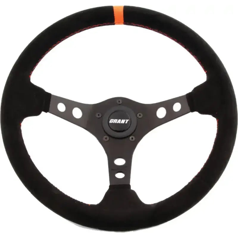 Suede Series Steering Wheel Black/Orange - Powersports
