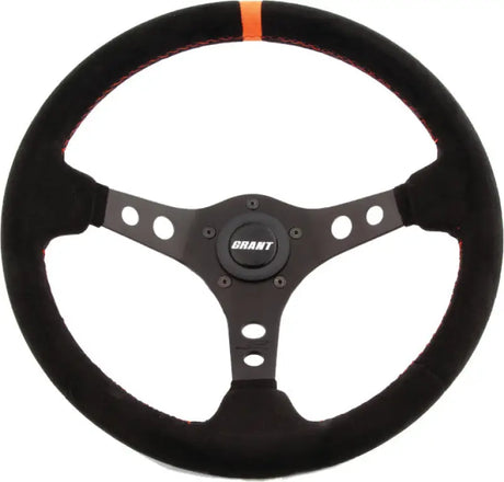 Suede Series Steering Wheel Black/Orange - Powersports