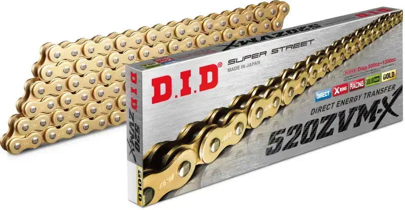 D.I.D Super Street 520zvmx 120 X Ring Chain Gold for Powersports