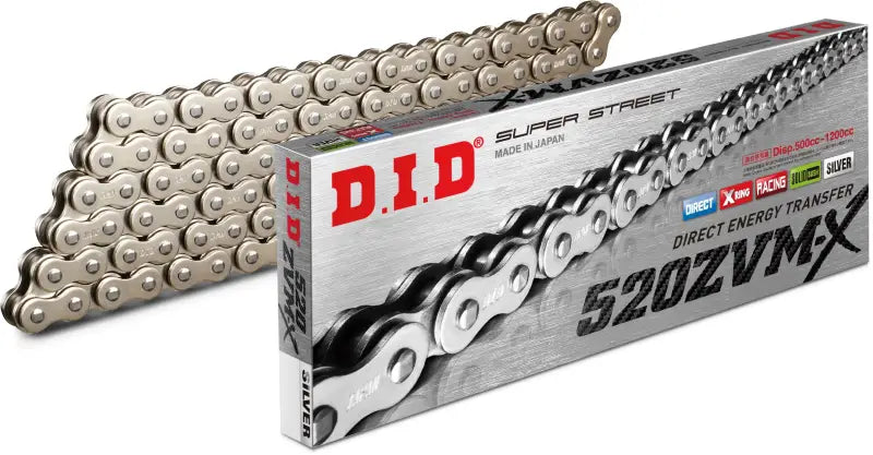D.I.D Super Street 520zvmxs 130l X Ring Chain Nickel for Powersports