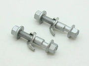 Silver-colored lower strut mount camber bolts for Mazda RX-7 front strut mount setup