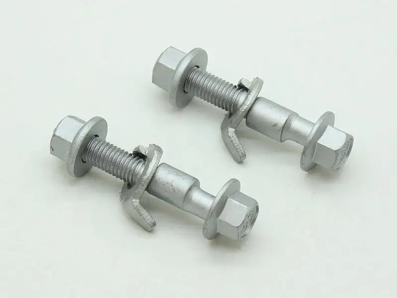 Silver-colored lower strut mount camber bolts for Mazda RX-7 front strut mount setup