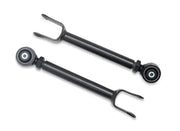 SuperPro Jeep Wrangler TJ upper trailing arm set with black metal stabilizer bar, rubber bushings, and fork ends