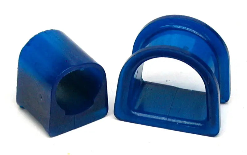 Blue polyurethane bushings in SuperPro Ford Escort rack mounting kit for better rack mounting