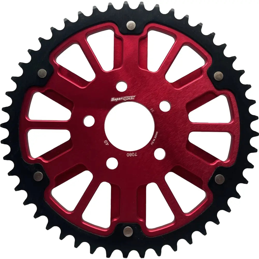 Supersprox Stealth 49T Rear Sprockets RST-7080:49-Red - Red Black Sprocket Alum Car Steel Teeth