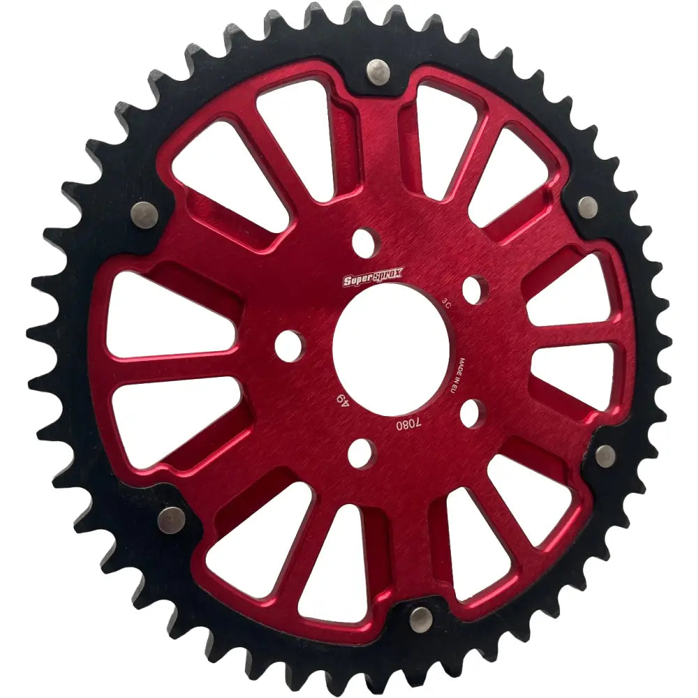 Supersprox Stealth 51T Rear Sprockets RST-7080:51-Red - Red Black Sprocket Alum Car Steel Teeth