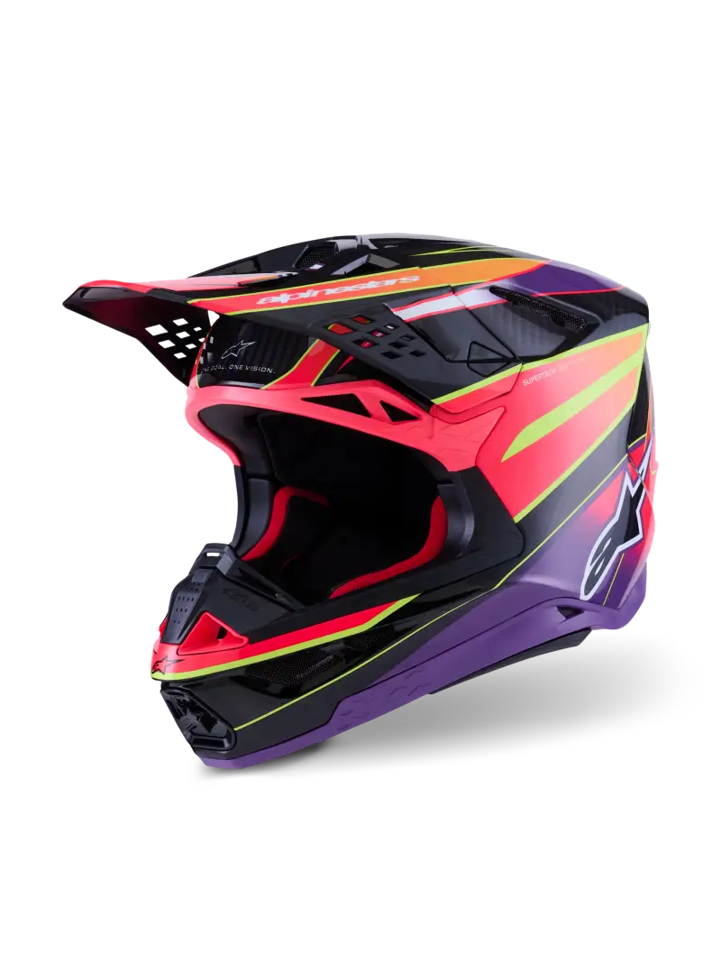 Supertech S M10 Era Helmet Pnk/Violet/Ylw Fluo Glossy Md - ALPINESTARS