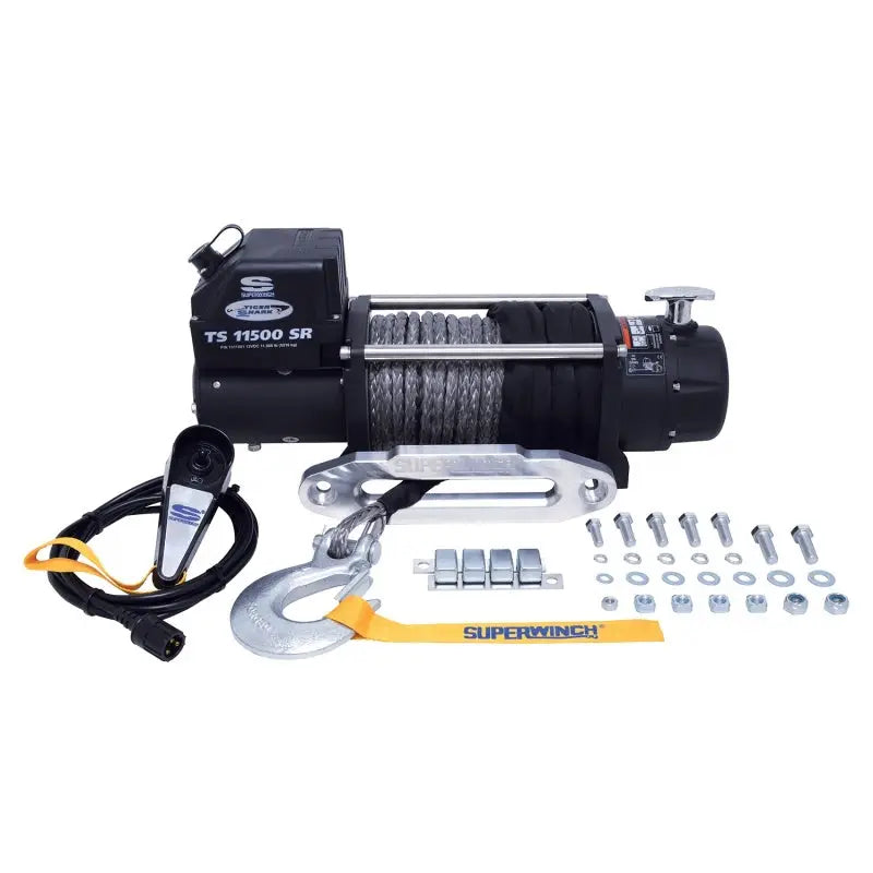 Superwinch 1511201 Superwinch 11500 LBS 12V DC 3/8in x 80ft Synthetic Rope Tiger Shark 11500 Winch - 1511201