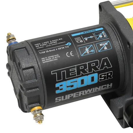 Superwinch 3500 LBS 12V DC 7/32in x 32ft Synthetic Rope Terra 3500SR Winch - Gray Wrinkle - 1135270