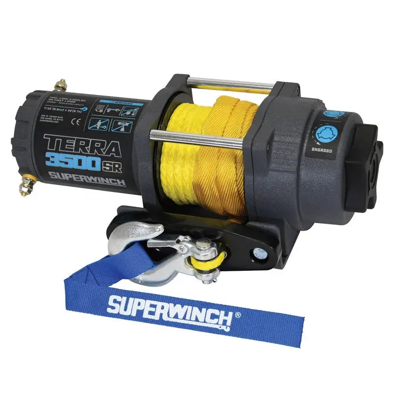 Superwinch 3500 LBS 12V DC 7/32in x 32ft Synthetic Rope Terra 3500SR Winch - Gray Wrinkle - 1135270