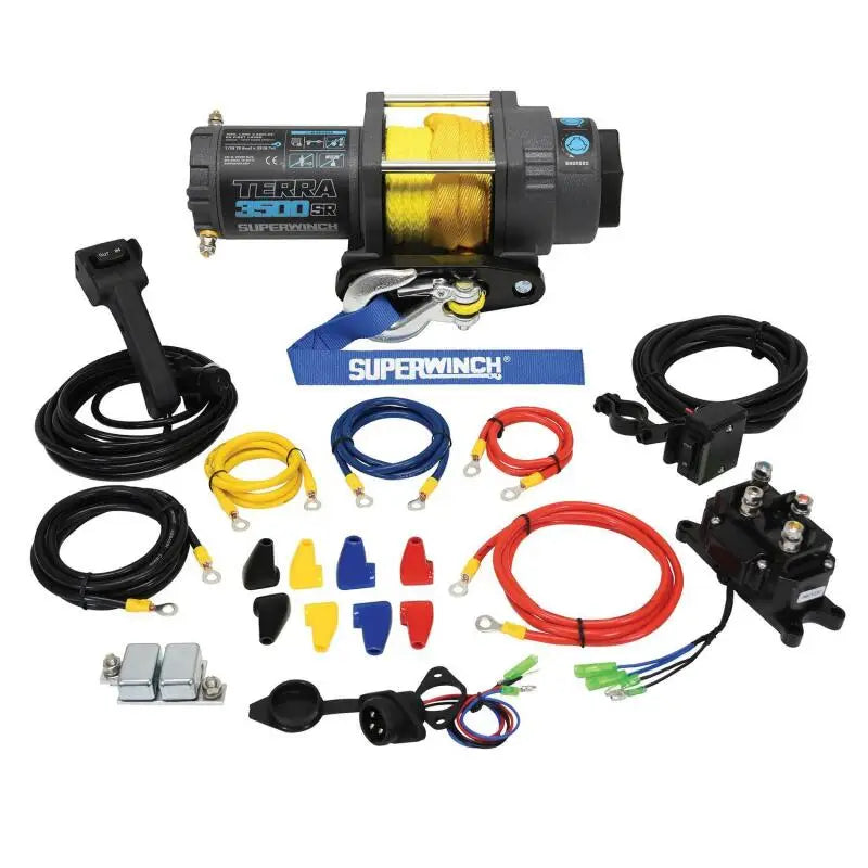 Superwinch 1135270 Superwinch 3500 LBS 12V DC 7/32in x 32ft Synthetic Rope Terra 3500SR Winch - Gray Wrinkle - 1135270