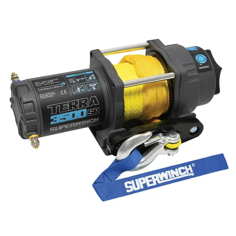 Superwinch 1135270 Superwinch 3500 LBS 12V DC 7/32in x 32ft Synthetic Rope Terra 3500SR Winch - Gray Wrinkle - 1135270