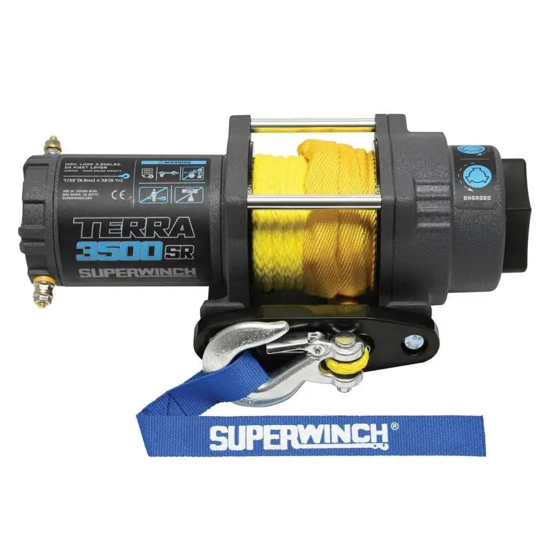 Superwinch 1135270 Superwinch 3500 LBS 12V DC 7/32in x 32ft Synthetic Rope Terra 3500SR Winch - Gray Wrinkle - 1135270