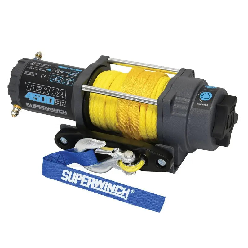 Superwinch 1145270 Superwinch 4500 LBS 12V DC 1/4in x 50ft Synthetic Rope Terra 4500SR Winch - Gray Wrinkle - 1145270