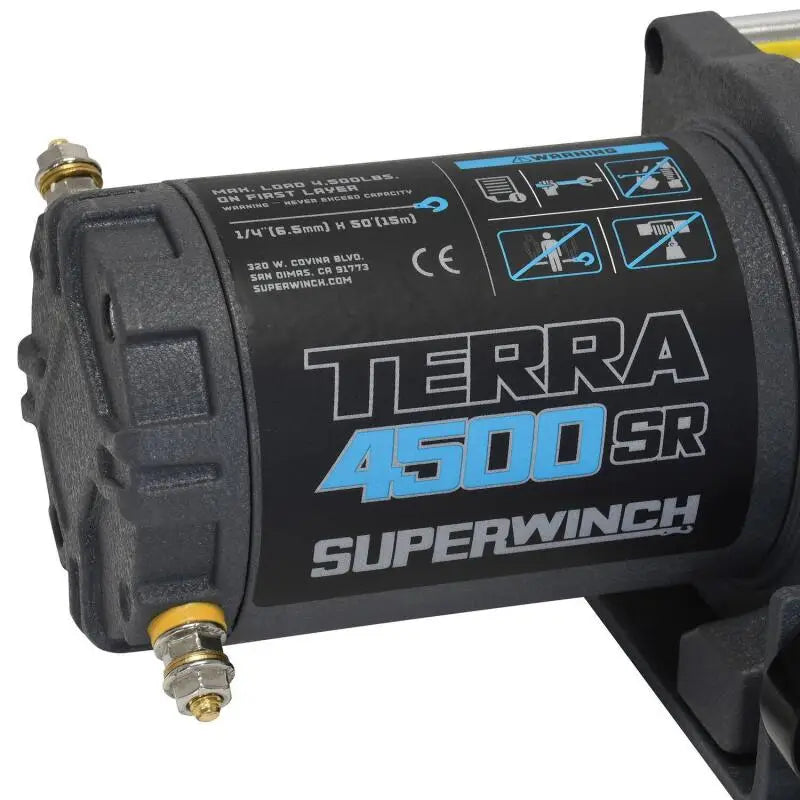 Superwinch 1145270 Superwinch 4500 LBS 12V DC 1/4in x 50ft Synthetic Rope Terra 4500SR Winch - Gray Wrinkle - 1145270