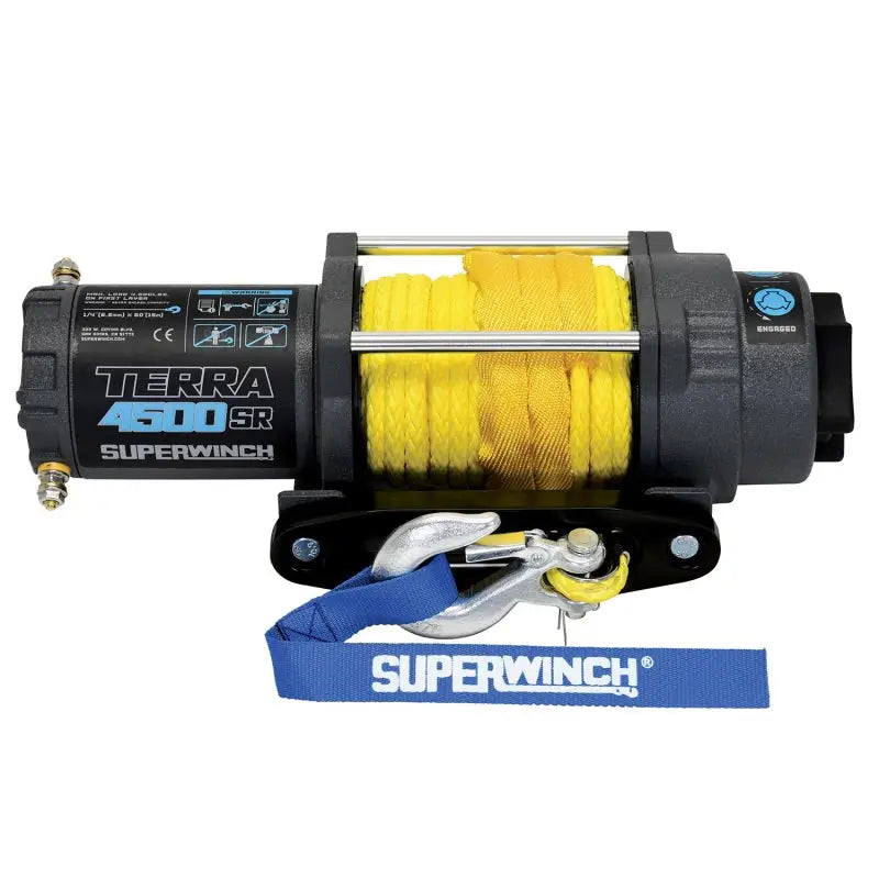 Superwinch 4500 LBS 12V DC 1/4in x 50ft Synthetic Rope Terra 4500SR Winch - Gray Wrinkle - 1145270