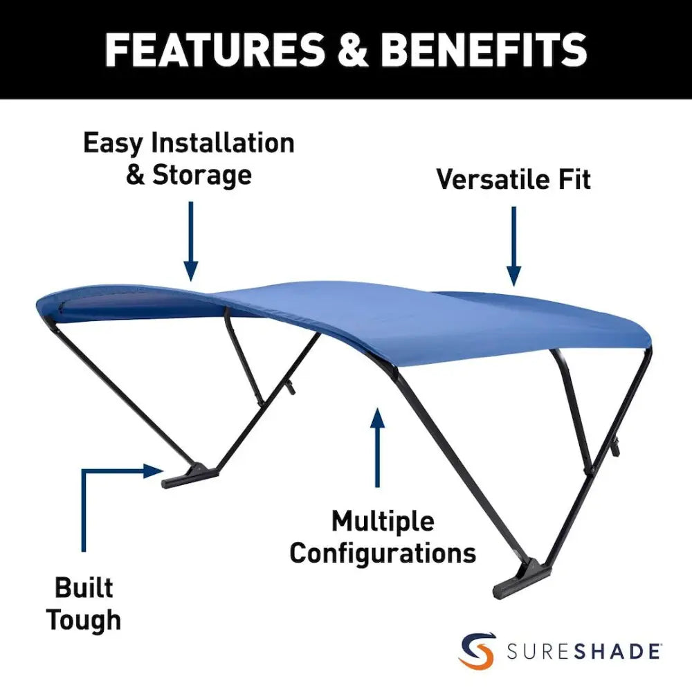 SureShade Power Pontoon Bimini Top Black Anodized Frame - Boat