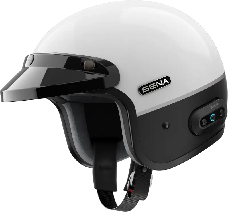 Surge Open Face Helmet W/Mesh Glossy White/Matte Black Lg - SENA