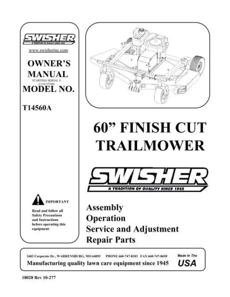 Swisher key for Finish Rough Cut Mower owner’s manual for easy maintenance and use