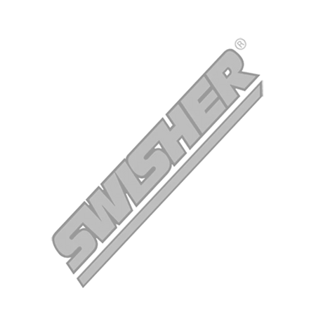 Angled gray SWISHER logo on Swisher Stump Jumper 4859TK tractor attachment