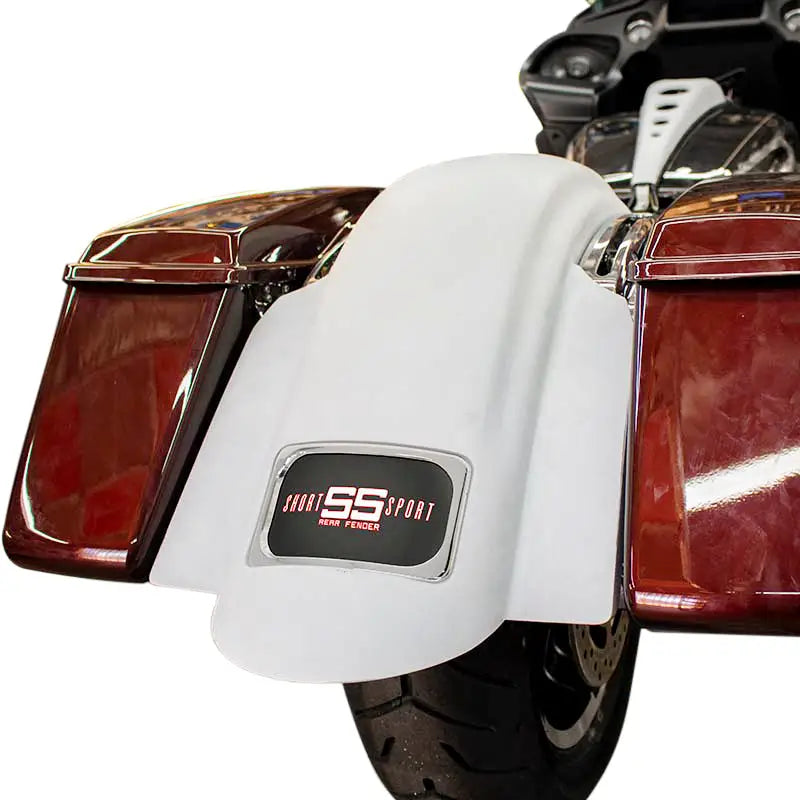 BAGGERNATION Swoop Short Sport Rear Fender W/Chrome Plate Frame for Powersports