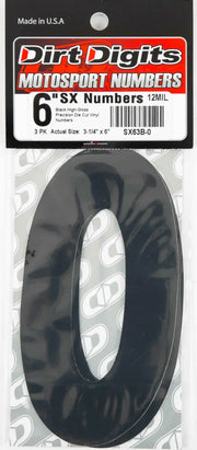 SX63B-0 #0 6" Black Super X Digits 3/Pk