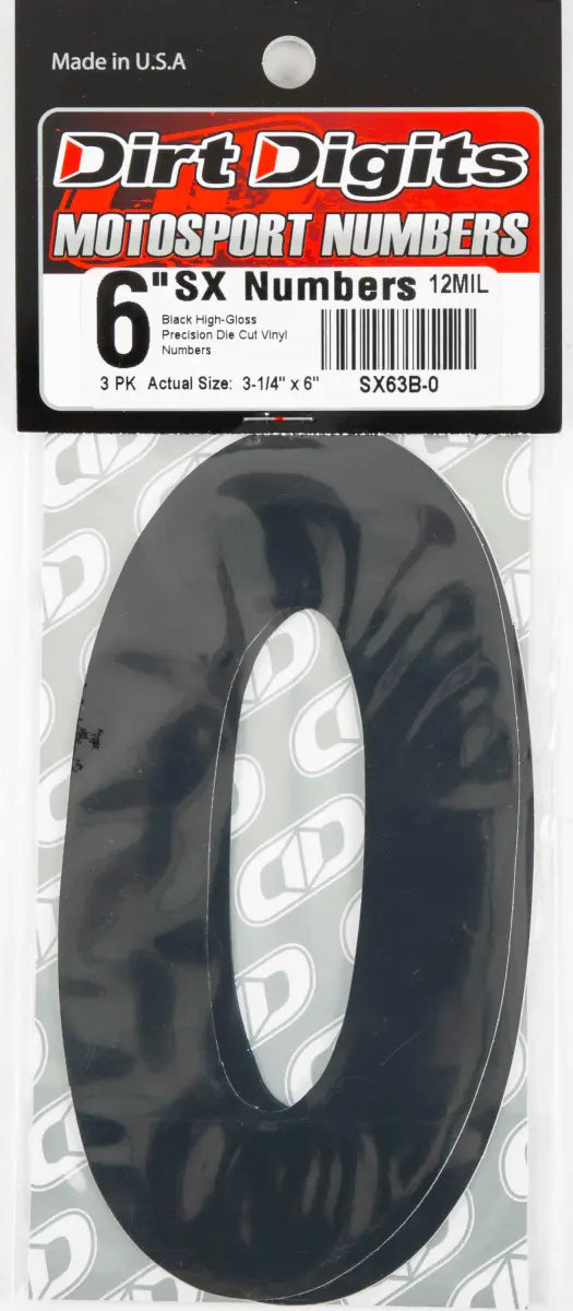 SX63B-0 #0 6" Black Super X Digits 3/Pk