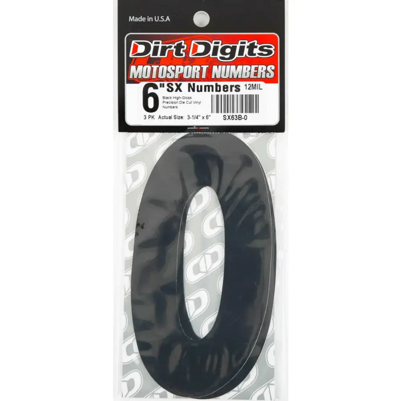 SX63B-0 #0 6" Black Super X Digits 3/Pk