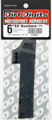 SX63B-1 #1 6" Black Super X Digits 3/Pk