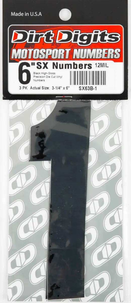 SX63B-1 #1 6" Black Super X Digits 3/Pk