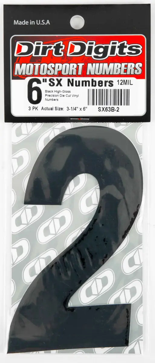 SX63B-2 #2 6" Black Super X Digits 3/Pk