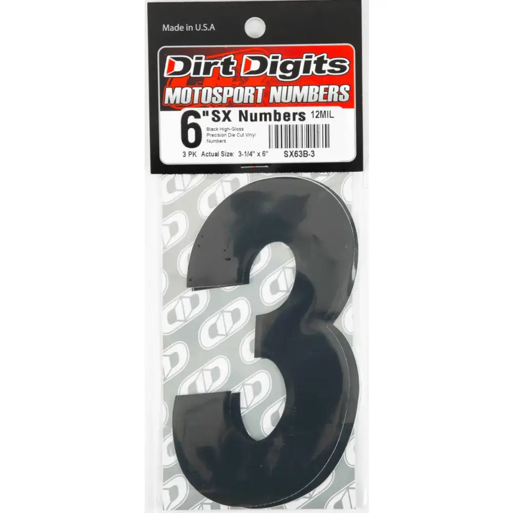 SX63B-3 #3 6" Black Super X Digits 3/Pk