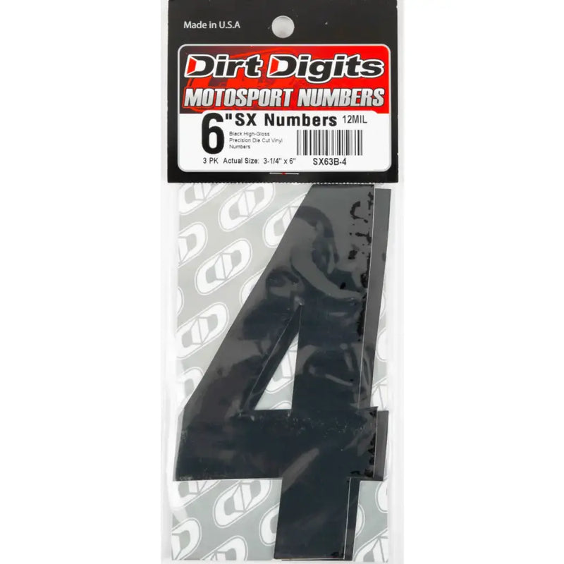 SX63B-4 #4 6" Black Super X Digits 3/Pk