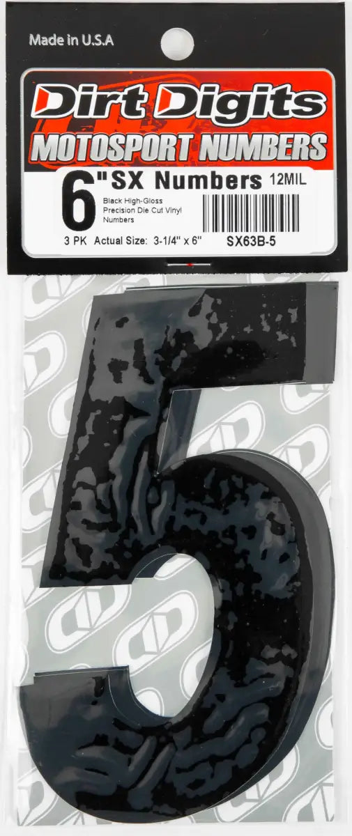 SX63B-5 #5 6" Black Super X Digits 3/Pk