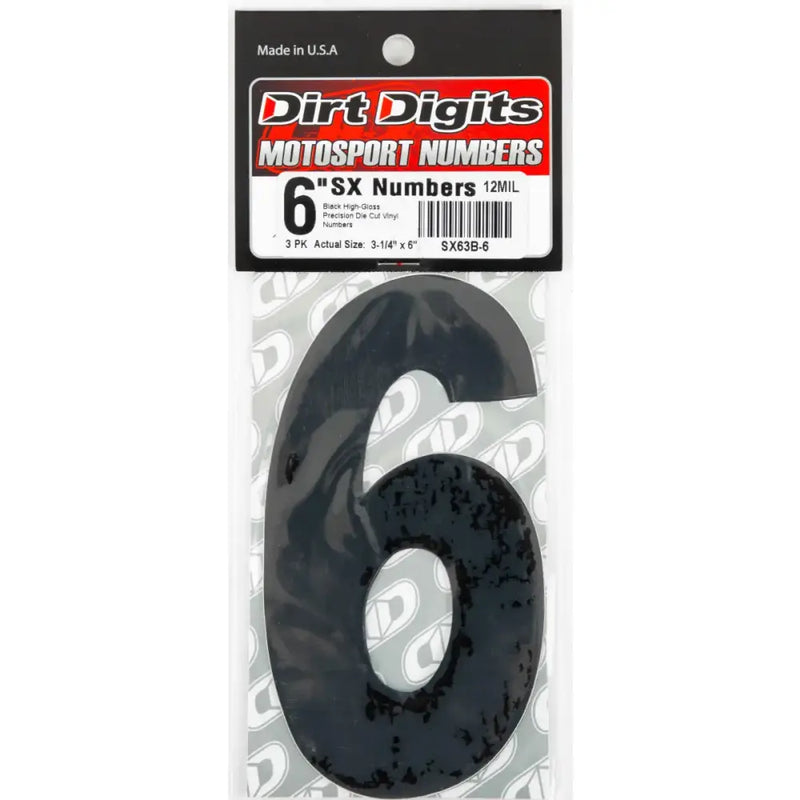 SX63B-6 #6 6" Black Super X Digits 3/Pk