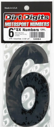 SX63B-6 #6 6" Black Super X Digits 3/Pk