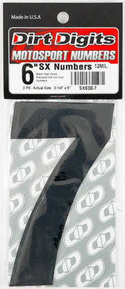 SX63B-7 #7 6" Black Super X Digits 3/Pk