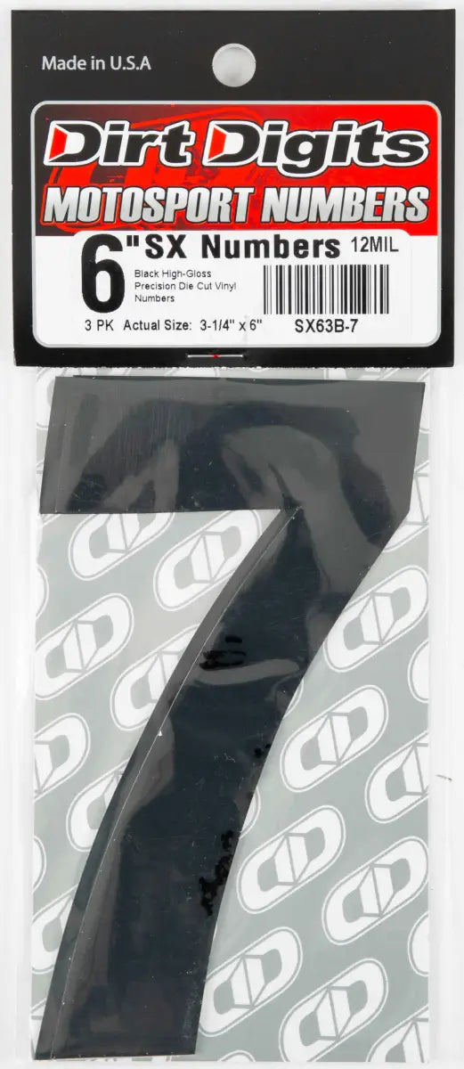SX63B-7 #7 6" Black Super X Digits 3/Pk