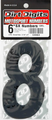 SX63B-8 #8 6" Black Super X Digits 3/Pk