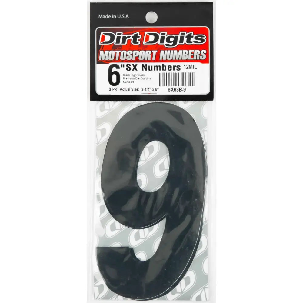 SX63B-9 #9 6" Black Super X Digits 3/Pk