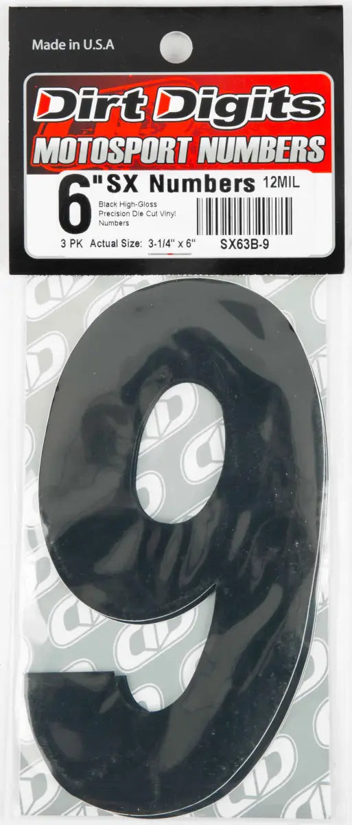 SX63B-9 #9 6" Black Super X Digits 3/Pk