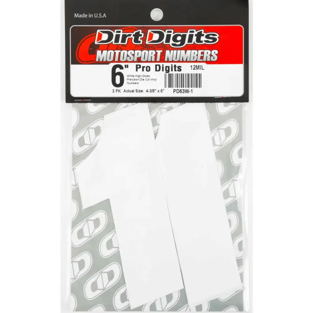 SX63W-1 #1 6" White Super X Digits 3/Pk