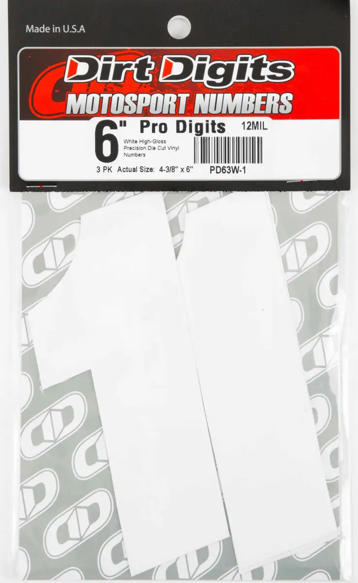 SX63W-1 #1 6" White Super X Digits 3/Pk