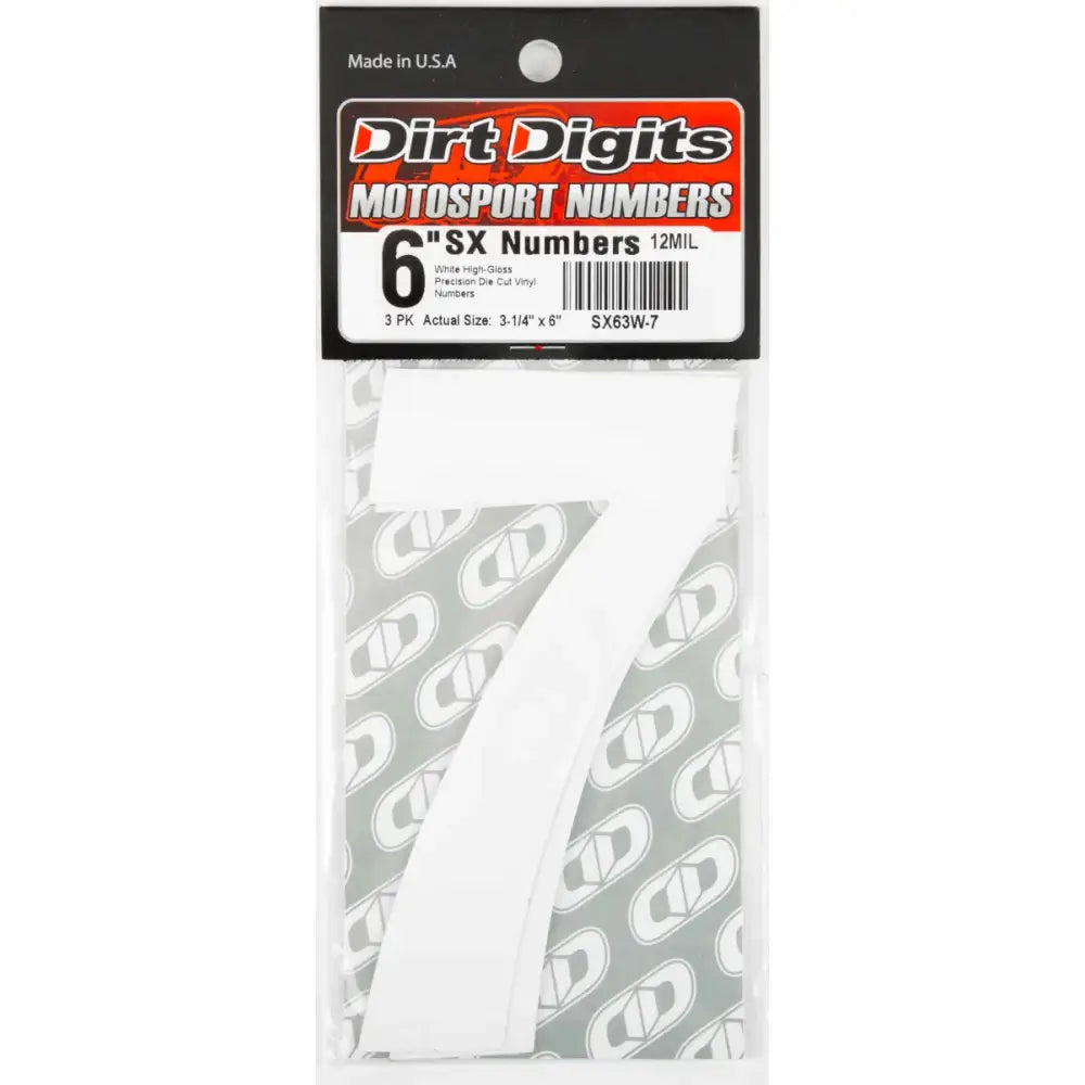 SX63W-7 #7 6" White Super X Digits 3/Pk