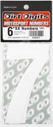 SX63W-7 #7 6" White Super X Digits 3/Pk