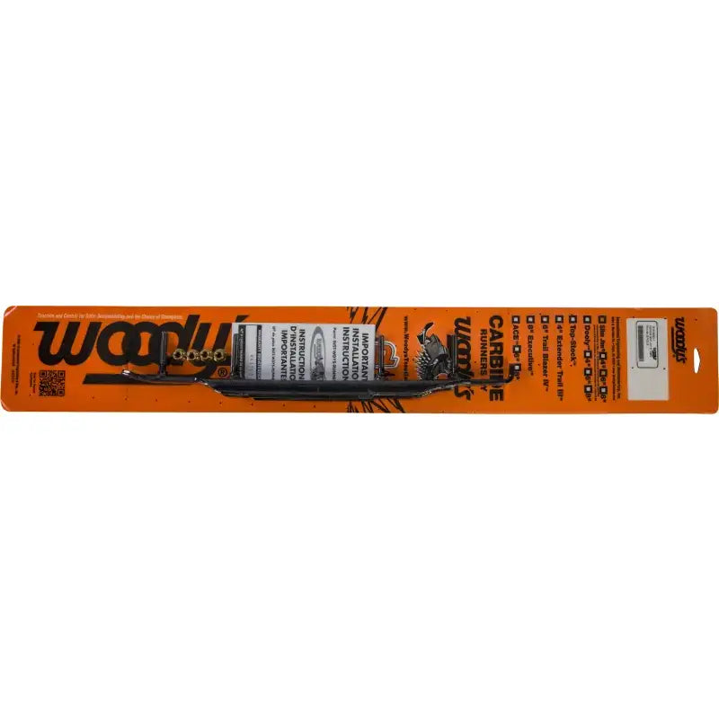 Orange blister pack of Woody’s Carbide snowmobile runners for Slim Jim Dooly Jim Dooly