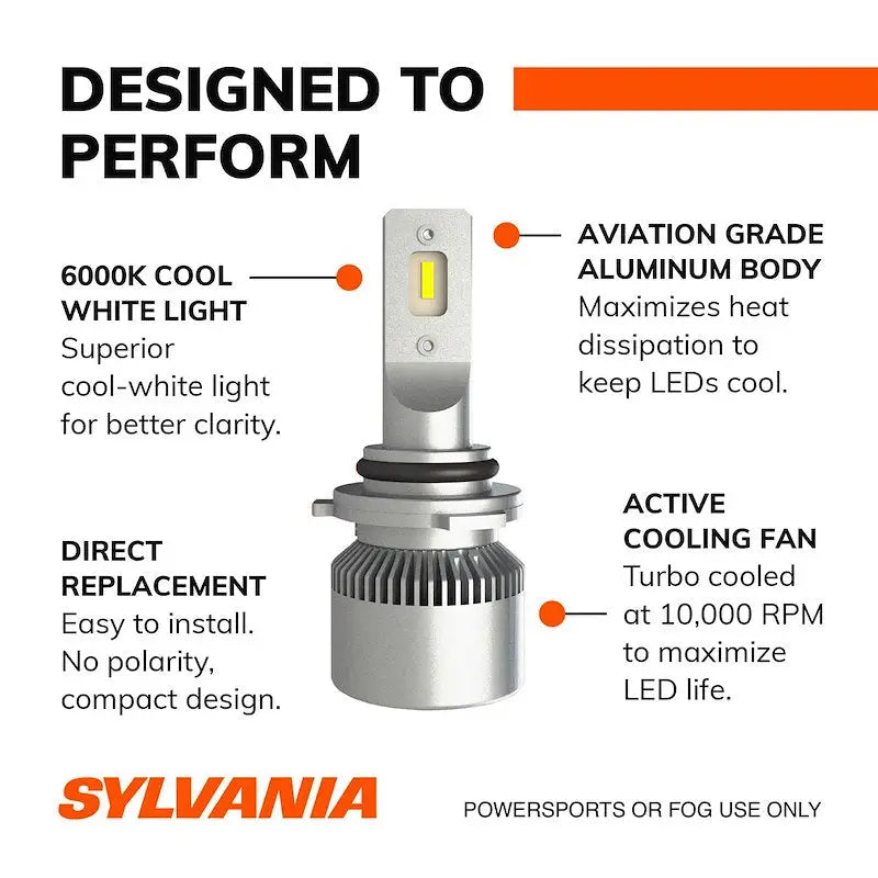 Sylvania Silverstar 9006SLBX2 LED fog light bulbs, 6000K cool white