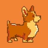 Pixelated corgi dog on T.HON.R.C Auto Gold Chr Trailer Hitch Plug for trailer hitch use