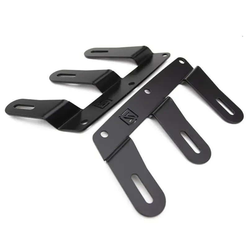 T-Rex Front Bumper mounting brackets in black, designed for seamless integration with OEM fog lights, featuring a sleek look and durable construction for enhanced vehicle performance.