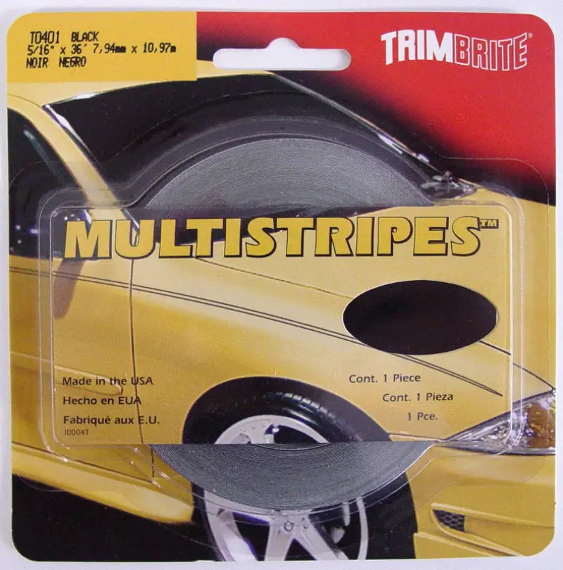 Black pinstripe roll of T0407 Trimbrite Multistripe 5/16 Tape Brn for easy application